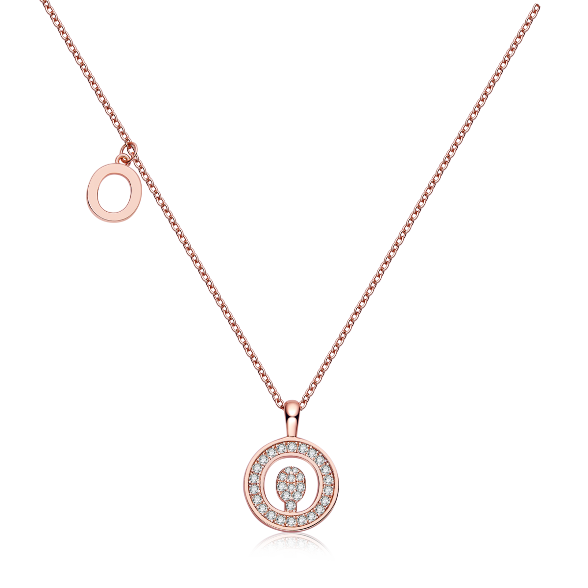 O pendant S925 silver plated rose gold Moissanite light luxury letter necklace
